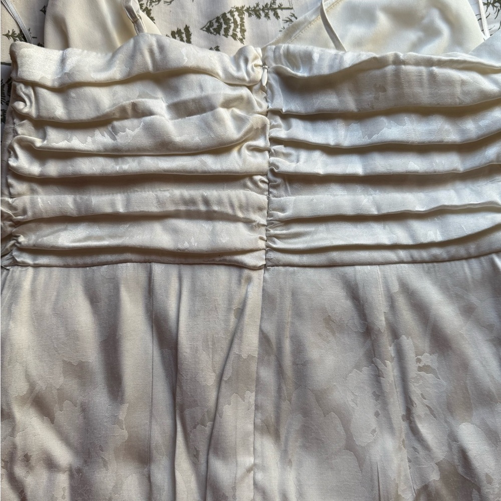 Express White Ruched Slip Elegant Dress with Spaghetti Strap - Picture 4 of 6